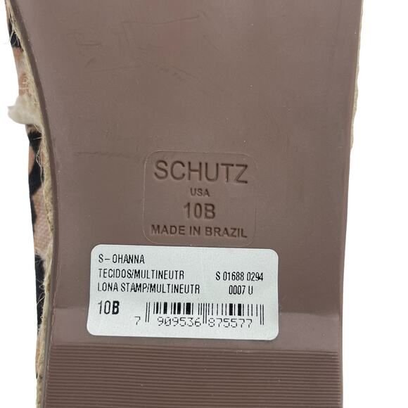 Schutz Ohanna Leopard Print Canvas Espadrilles Slip On Neutal Size 10 - Picture 11 of 13
